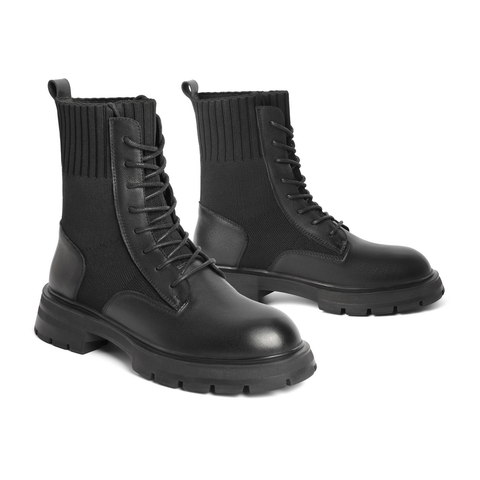 百丽弹力靴女2021冬新款商场同款拼接潮流舒适厚底短靴X3T1DDZ1