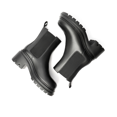 百丽厚底切尔西靴女2021冬新牛皮革休闲时尚短皮靴B0612DZ1