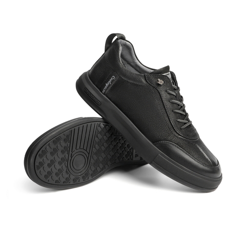 百丽时尚休闲板鞋男2021冬新牛皮革潮搭休闲鞋加绒A0650DM1