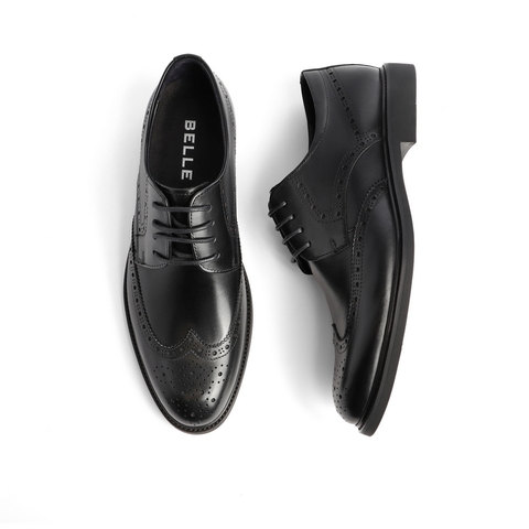 百丽布洛克商务皮鞋男2022秋季新款雕花牛皮内增高新郎鞋89183AM1