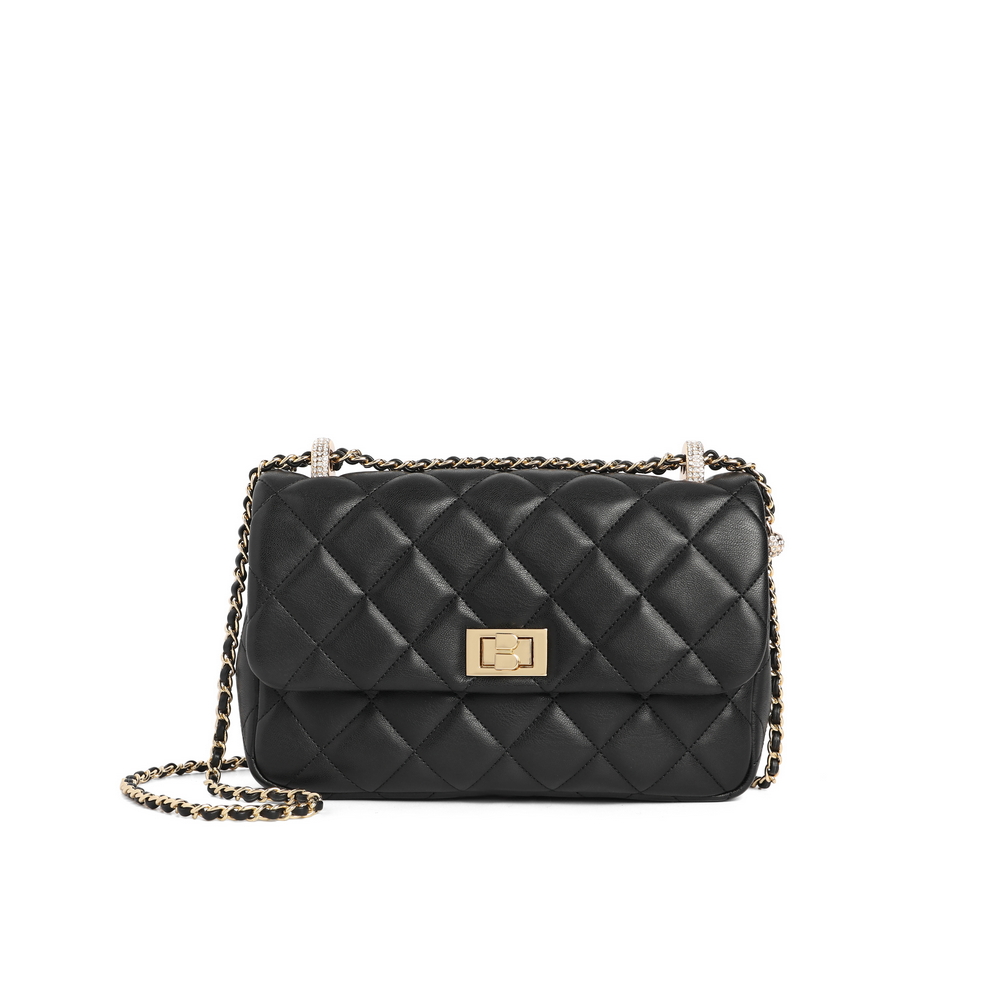 百丽时尚菱格小方包女2022春新商场同款斜挎绗缝包X5931AX2