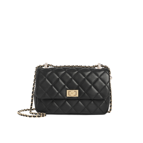 百丽时尚菱格小方包女2022春新商场同款斜挎绗缝包X5931AX2