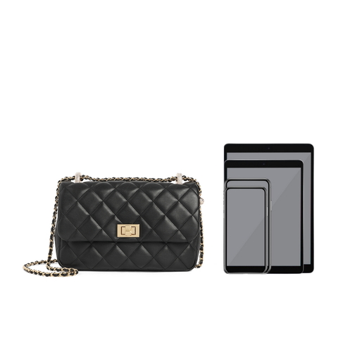 百丽时尚菱格小方包女2022春新商场同款斜挎绗缝包X5931AX2