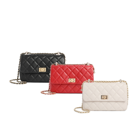 百丽时尚菱格小方包女2022春新商场同款斜挎绗缝包X5931AX2