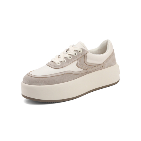 百丽时尚帆布鞋女2022春新休闲厚底撞色小白鞋3SNB3AM2