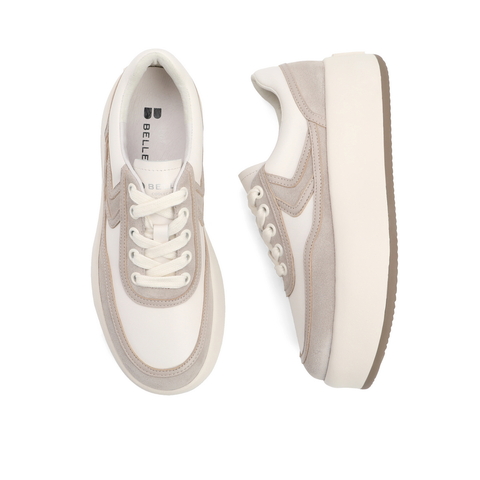 百丽时尚帆布鞋女2022春新休闲厚底撞色小白鞋3SNB3AM2