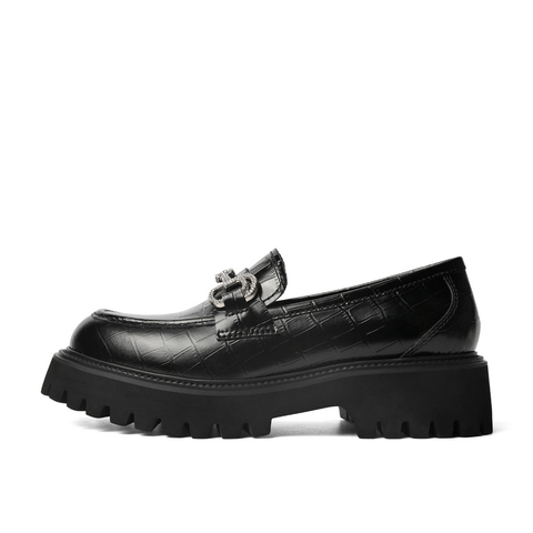 百丽厚底时尚乐福鞋女2022春新牛皮革英伦JK小皮鞋3HHC1AA2