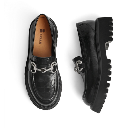 百丽厚底时尚乐福鞋女2022春新牛皮革英伦JK小皮鞋3HHC1AA2