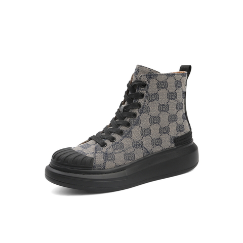 百丽潮酷时装靴女2022春新商场同款厚底复古花纹短靴3ZTB8AD2