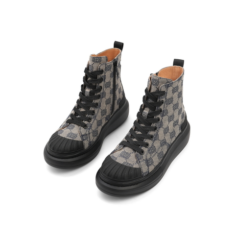 百丽潮酷时装靴女2022春新商场同款厚底复古花纹短靴3ZTB8AD2