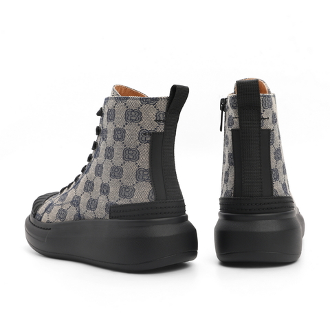 百丽潮酷时装靴女2022春新商场同款厚底复古花纹短靴3ZTB8AD2