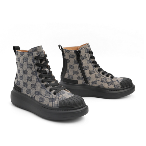 百丽潮酷时装靴女2022春新商场同款厚底复古花纹短靴3ZTB8AD2