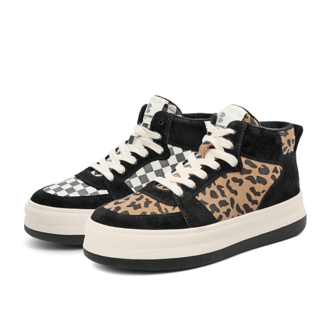 百丽棋盘格工装鞋女2022春新商场同款高帮撞色厚底休闲鞋X6B1DAM2