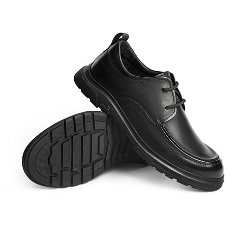 百丽时尚商务皮鞋男2022春新牛皮舒适系带休闲皮鞋A0657AM2