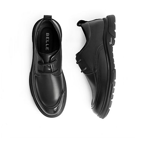 百丽时尚商务皮鞋男2022春新牛皮舒适系带休闲皮鞋A0657AM2