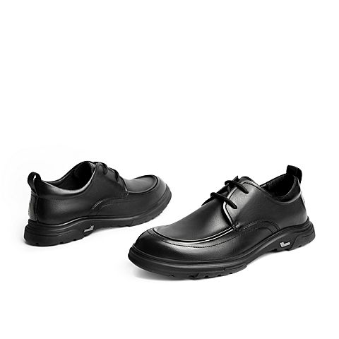 百丽时尚商务皮鞋男2022春新牛皮舒适系带休闲皮鞋A0657AM2