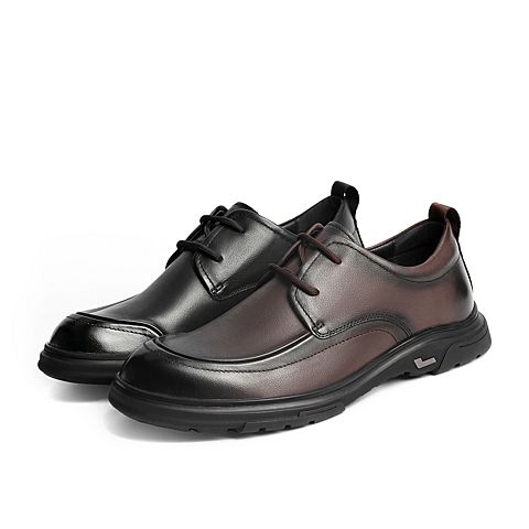 百丽时尚商务皮鞋男2022春新牛皮舒适系带休闲皮鞋A0657AM2