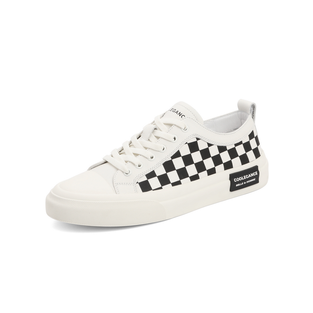 百丽时尚撞色板鞋男2022春新商场同款棋盘格休闲板鞋7MX01AM2