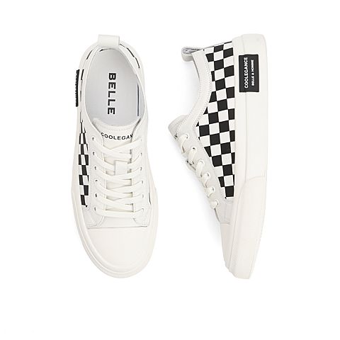 百丽时尚撞色板鞋男2022春新商场同款棋盘格休闲板鞋7MX01AM2