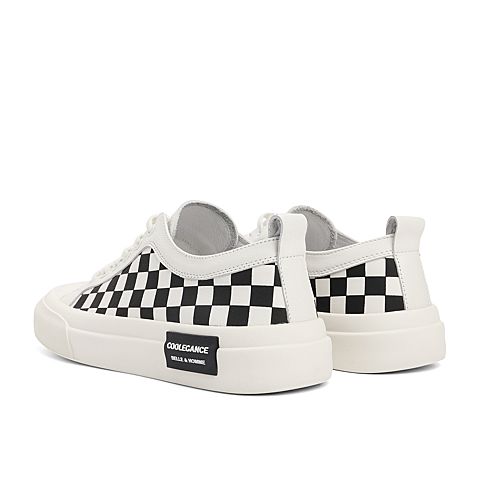 百丽时尚撞色板鞋男2022春新商场同款棋盘格休闲板鞋7MX01AM2