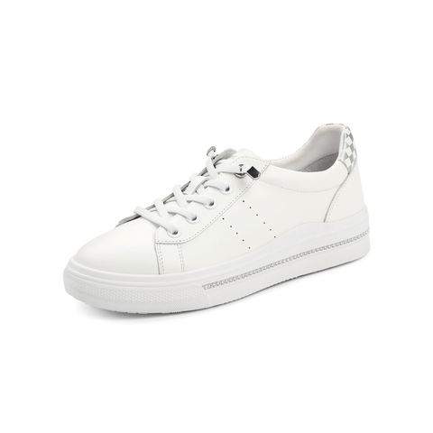 百丽舒适板鞋女2022春新商场同款牛皮革休闲小白鞋X7A1DAM2