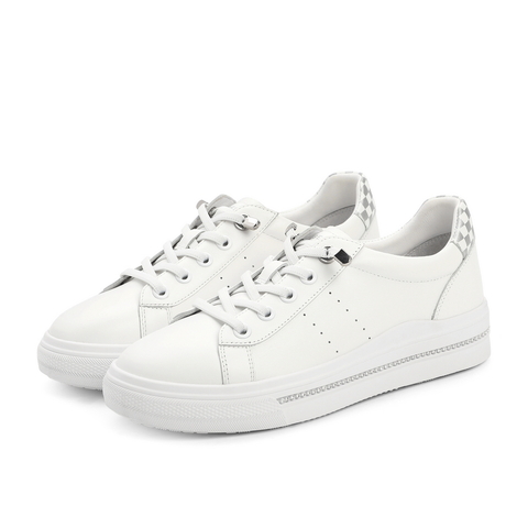 百丽舒适板鞋女2022春新商场同款牛皮革休闲小白鞋X7A1DAM2