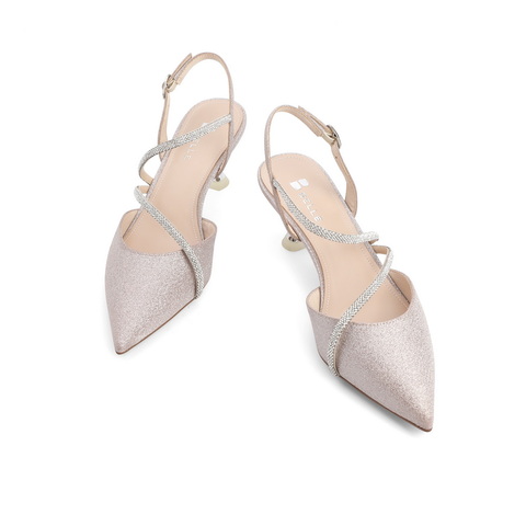 百丽温柔裸色高跟鞋女2022春新商场同款细跟包头后空凉鞋3X539BH2