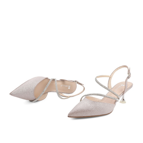 百丽温柔裸色高跟鞋女2022春新商场同款细跟包头后空凉鞋3X539BH2