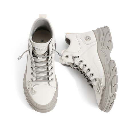 百丽复古工装靴女2022冬新商场同款齿轮厚底短靴Y6P1DDD2