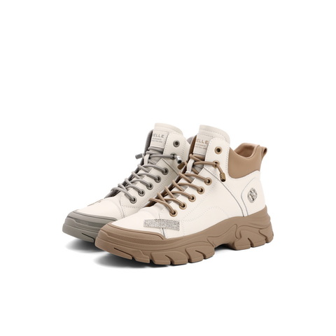 百丽复古工装靴女2022冬新商场同款齿轮厚底短靴Y6P1DDD2