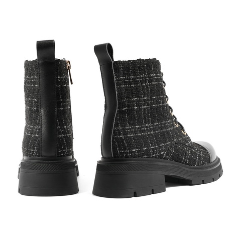 百丽小香风马丁靴女2022冬新牛皮革别致短靴Y7C1DDD2