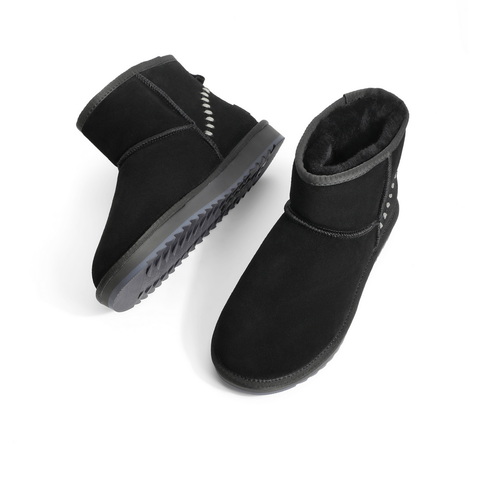 百丽明线雪地靴男2022冬新商场同款暖和舒适保暖靴7UQ01DD2