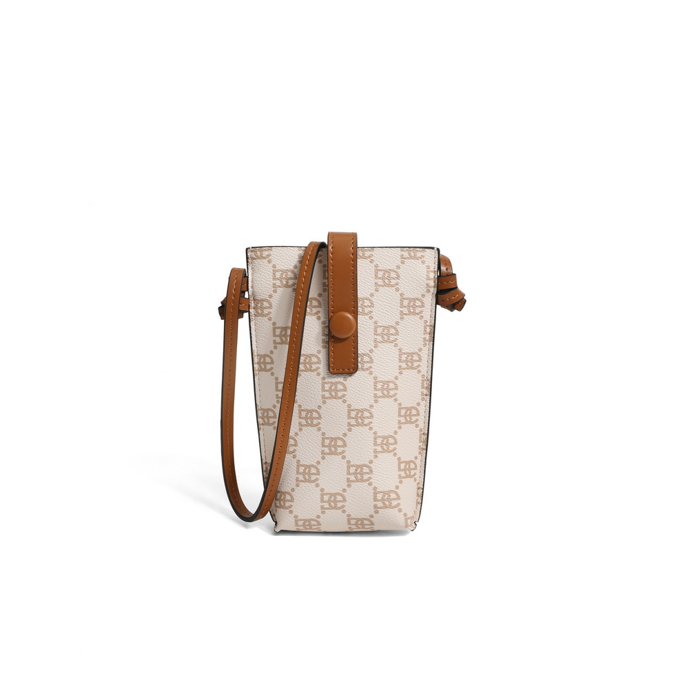 百丽精致复古撞色老花手机包2022冬新单肩斜挎包X9012DX2