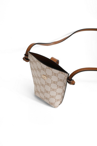 百丽精致复古撞色老花手机包2022冬新单肩斜挎包X9012DX2