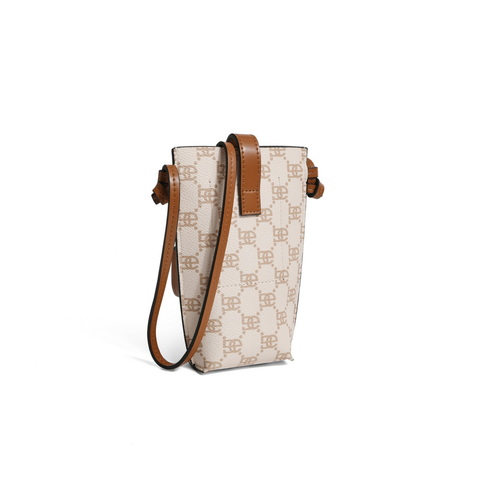 百丽精致复古撞色老花手机包2022冬新单肩斜挎包X9012DX2