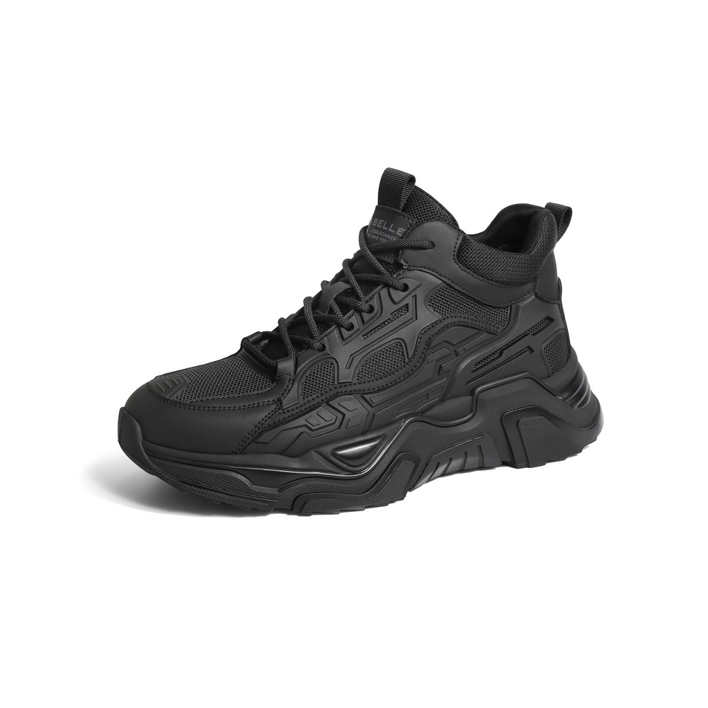 百丽机能风老爹鞋男款2022冬新潮酷厚底休闲运动鞋加绒A0939DD2