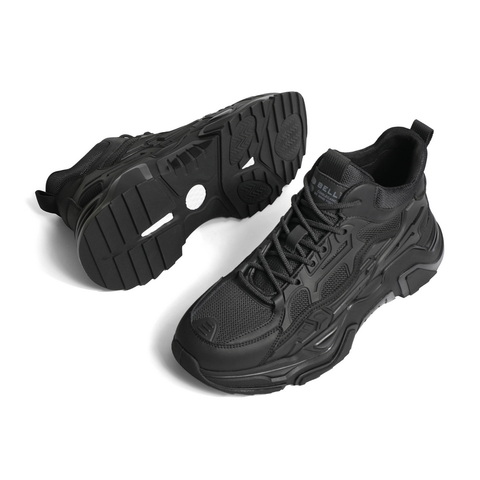 百丽机能风老爹鞋男款2022冬新潮酷厚底休闲运动鞋加绒A0939DD2