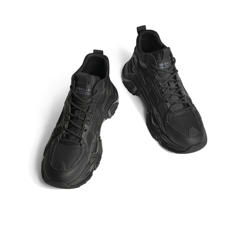 百丽机能风老爹鞋男款2022冬新潮酷厚底休闲运动鞋加绒A0939DD2