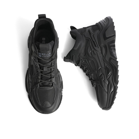 百丽机能风老爹鞋男款2022冬新潮酷厚底休闲运动鞋加绒A0939DD2