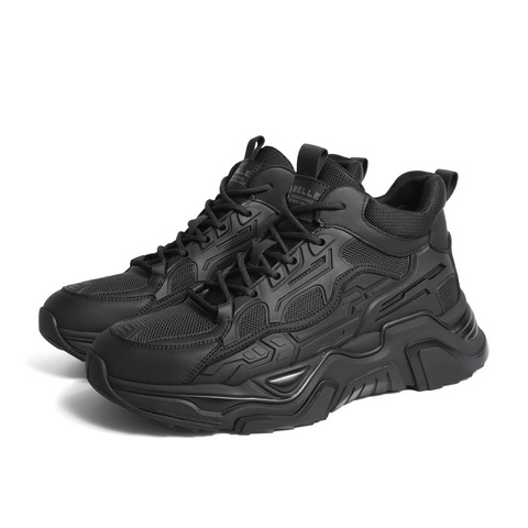 百丽机能风老爹鞋男款2022冬新潮酷厚底休闲运动鞋加绒A0939DD2