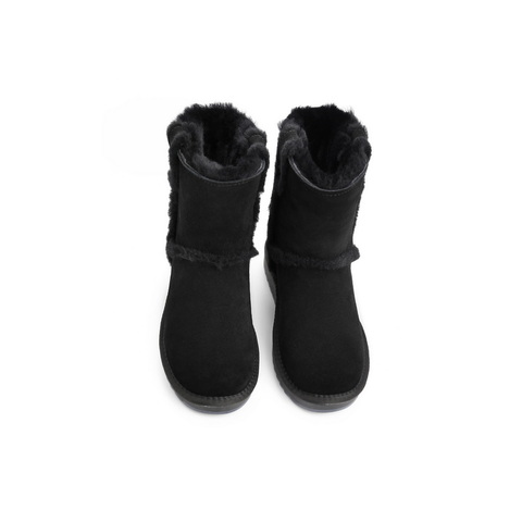 百丽滚毛边雪地靴女2022冬新百搭加绒短靴B0997DZ2