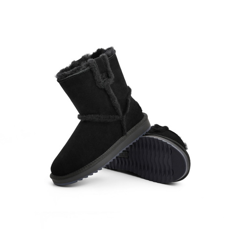 百丽滚毛边雪地靴女2022冬新百搭加绒短靴B0997DZ2