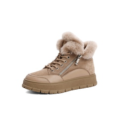 百丽拉链设计雪地靴女2022冬新商场同款保暖厚实短靴Y8C1DDD2