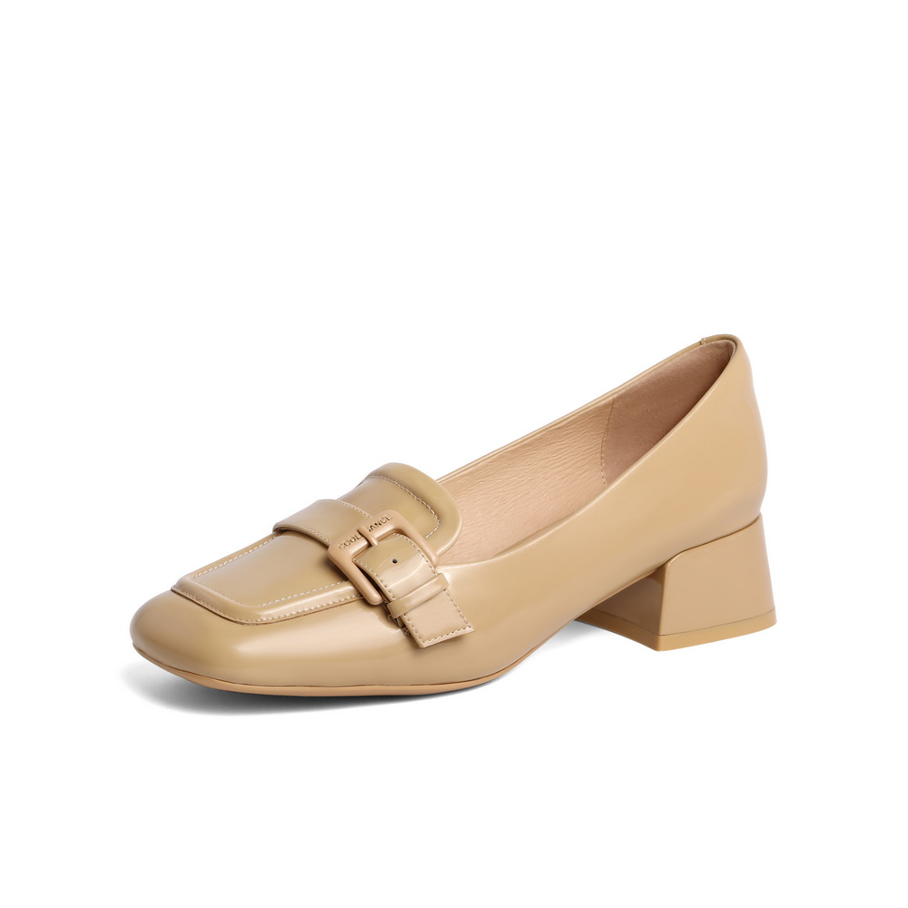 百丽南法风情乐福鞋女2023春新商场同款漆皮粗跟单鞋Z1M1DAA3