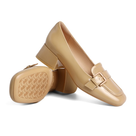 百丽南法风情乐福鞋女2023春新商场同款漆皮粗跟单鞋Z1M1DAA3