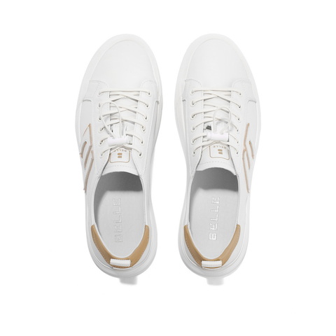 百丽跑道设计小白鞋男2023夏新商场同款牛皮革撞色板鞋7XG01BM3