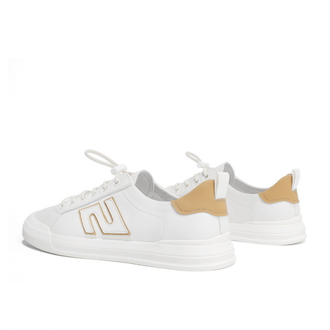 百丽跑道设计小白鞋男2023夏新商场同款牛皮革撞色板鞋7XG01BM3