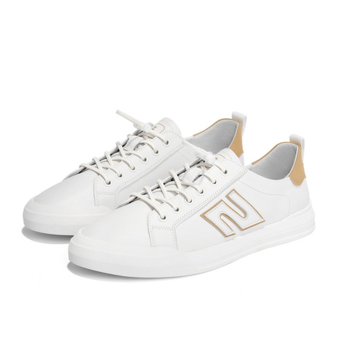 百丽跑道设计小白鞋男2023夏新商场同款牛皮革撞色板鞋7XG01BM3