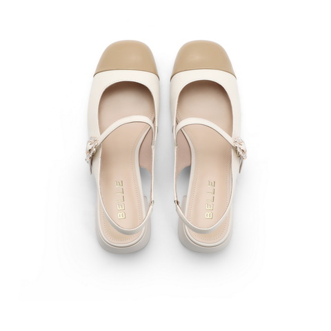 百丽千金风后空凉鞋女2023夏新商场同款小香风包头凉鞋BDQB5BH3