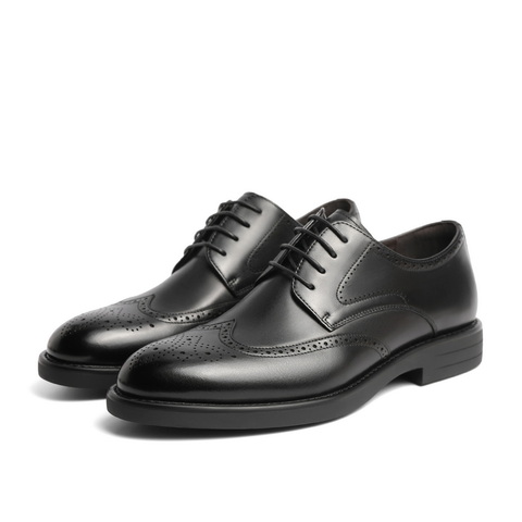 百丽通勤商务鞋男2023春新商场同款牛皮革雕花正装皮鞋7TN11AM3